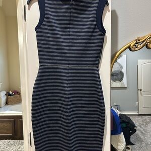 Navy Striped Sleeveless Dress